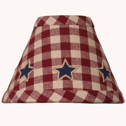 Liberty Red Check with Blue Stars Clip Lampshade - 6"