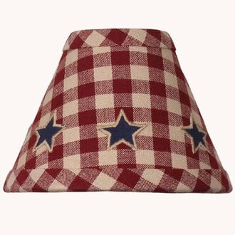 Liberty Red Check with Blue Stars Clip Lampshade - 6"