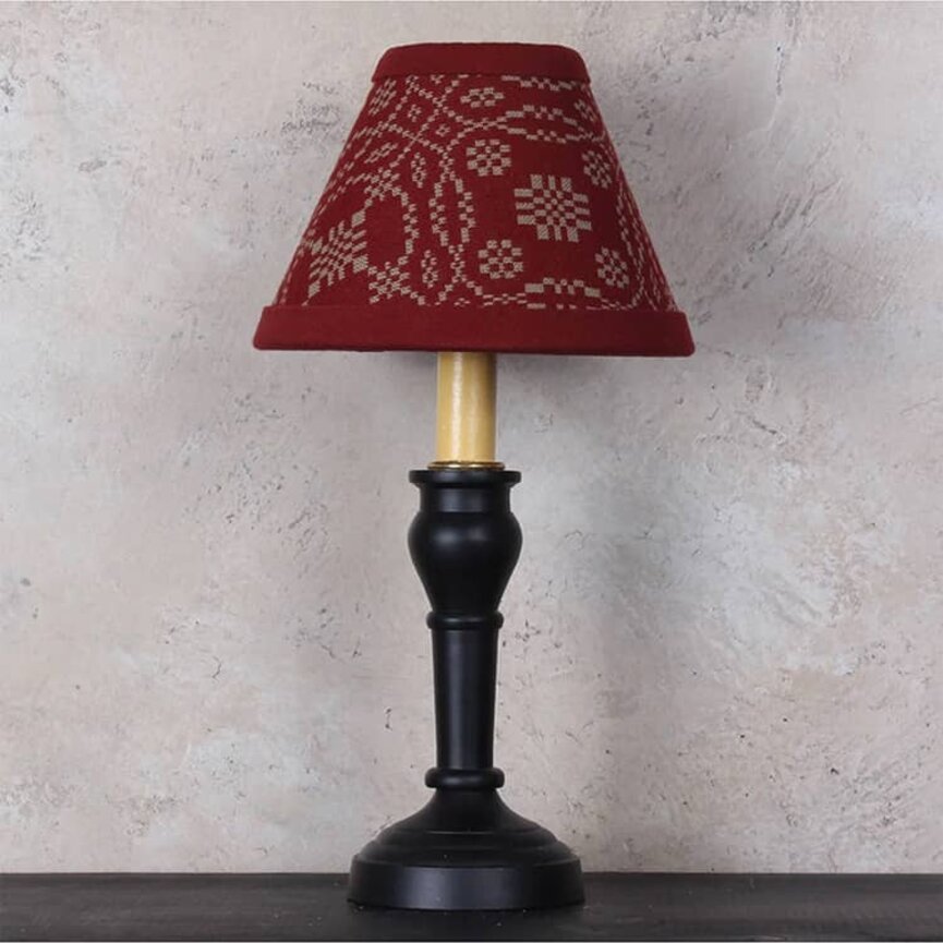 Lover's Knot Barn Red & Tan Clip Lampshade - 6"
