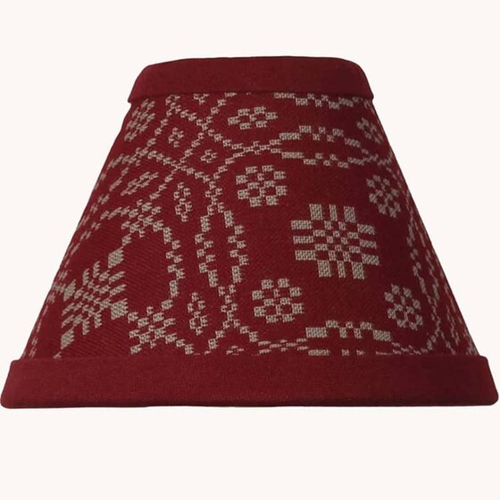 Lover's Knot Barn Red & Tan Clip Lampshade - 6"
