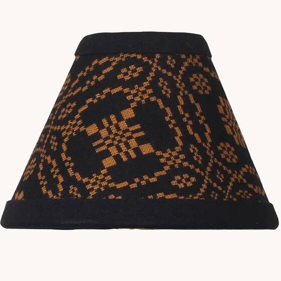 Lover's Knot Black & Mustard Clip Lampshade - 6"