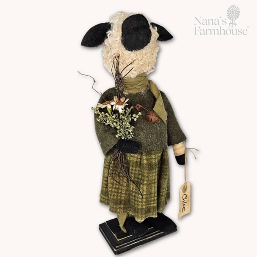 Chloe Girl Sheep Doll with Bell & Flowers - 16"