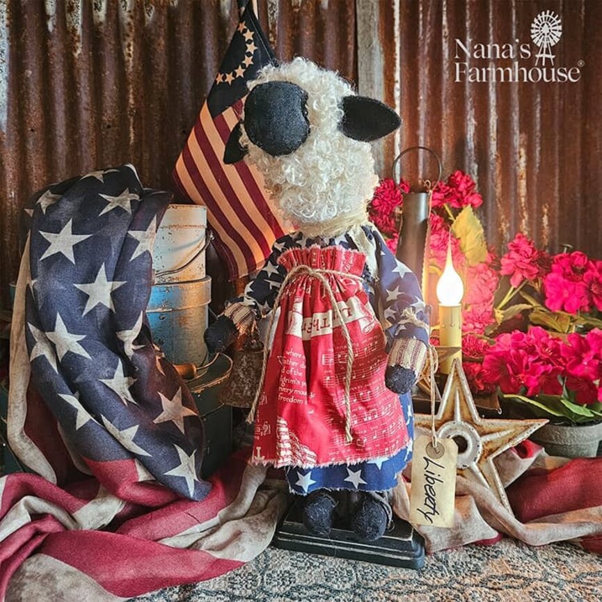 Liberty Girl Sheep Doll in Red Apron - 16"