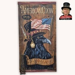 Terri Palmer Hand Painted American Crow Pub - 11.5" x 21.5"