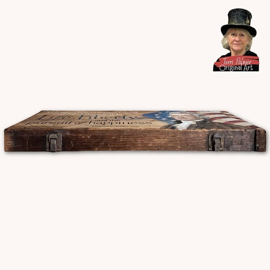 Terri Palmer Hand Painted Thomas Jefferson Life, Liberty & Pursuit of Happiness - 23" x 9.5"