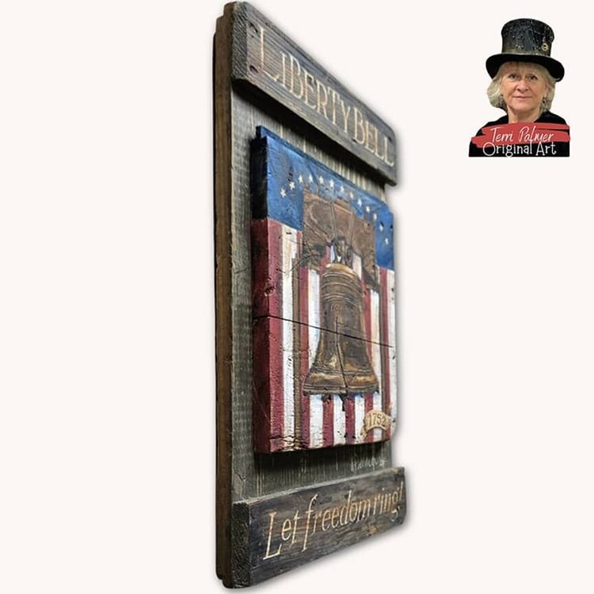 Terri Palmer Hand Painted Liberty Bell - 11" W x 16" T
