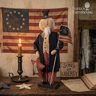 Uncle Sam Doll Holding Flag & Star