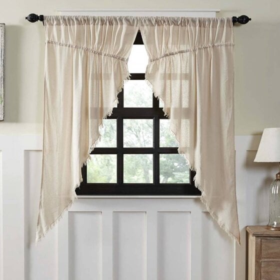 Tobacco Cloth Prairie Curtain Fringed -  Set of 2