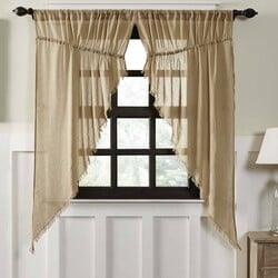 Tobacco Cloth Prairie Curtain Fringed -  Set of 2