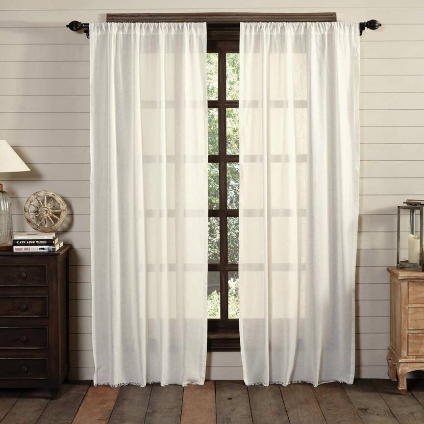 Tobacco Cloth Panel Fringed Set of 2