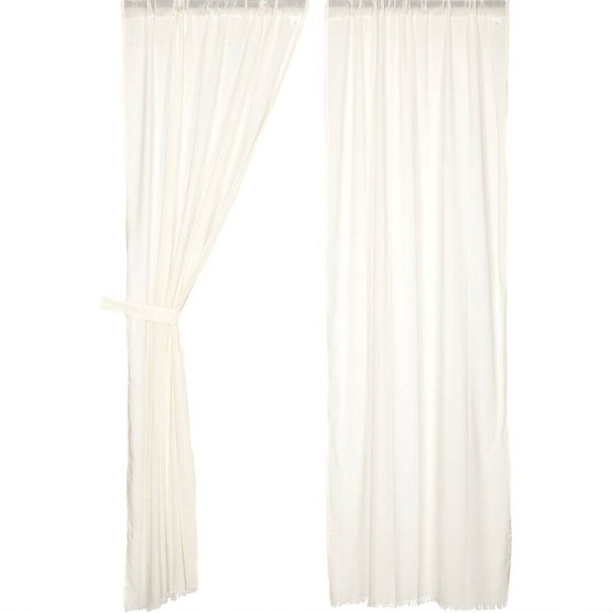 Tobacco Cloth Panel Fringed Set of 2