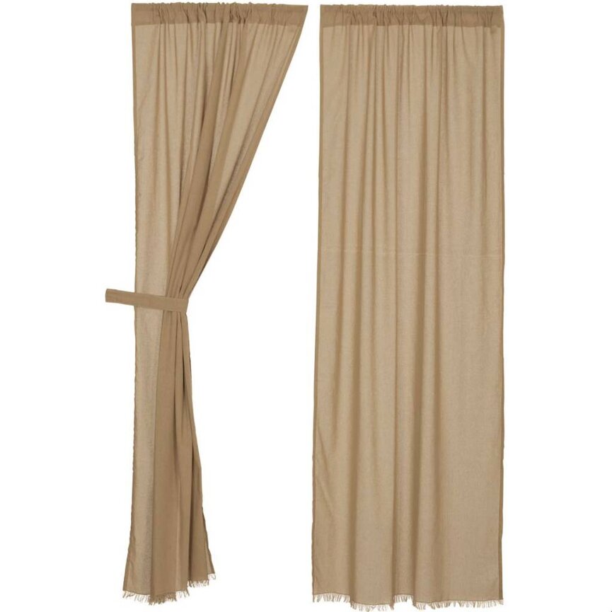 Tobacco Cloth Panel Fringed Set of 2