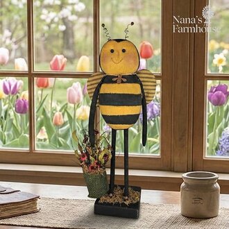 Primitive Bee Doll with Bag of Flowers