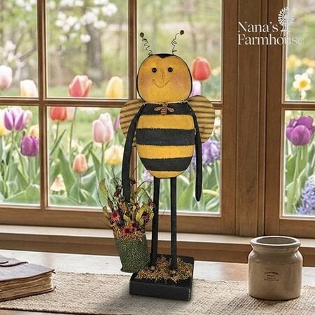 Primitive Bee Doll with Bag of Flowers