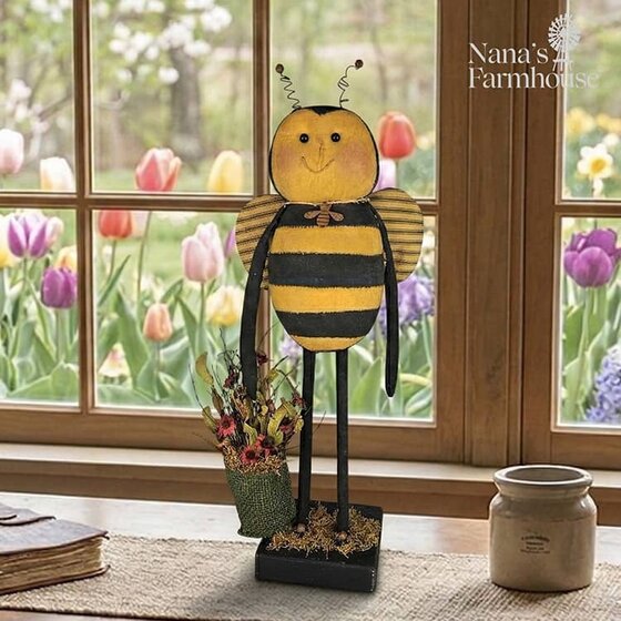 Primitive Bee Doll with Bag of Flowers