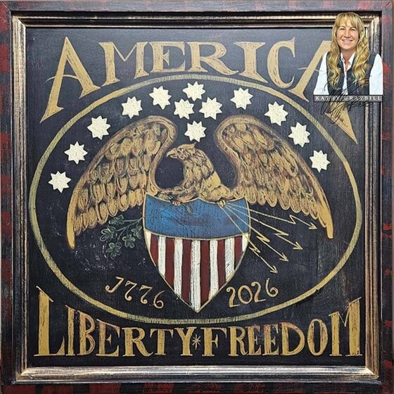 Kathy Graybill Hand Painted Gold Eagle Liberty Freedom