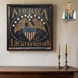 Kathy Graybill Hand Painted Gold Eagle Liberty Freedom - 25.5" W x 25.5" T