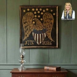 Kathy Graybill Hand Painted Gold Eagle America 250th 1776-2026 - 21.5" x 23.5"