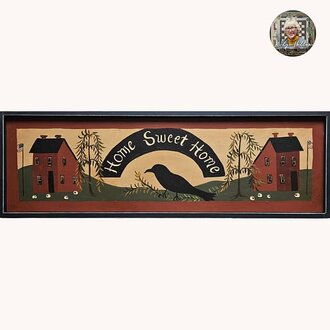 Home Sweet Home Sign Saltbox House & Crow