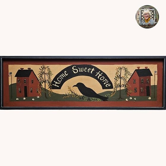 Home Sweet Home Sign Saltbox House & Crow
