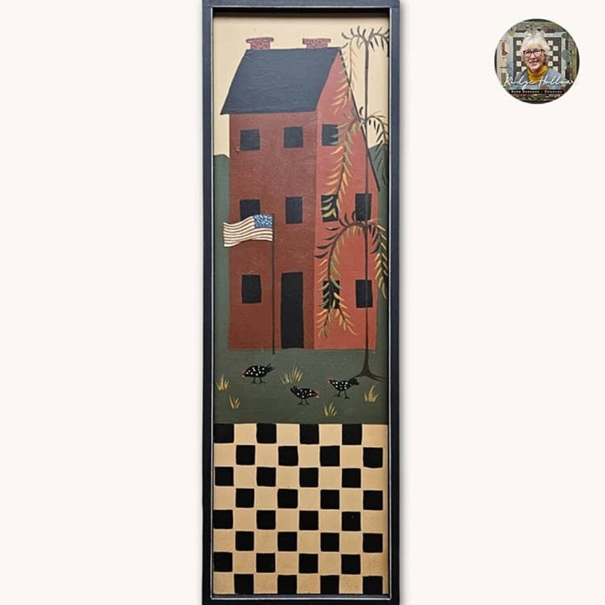 Saltbox House Roosters & Flag Checkerboard - 9" x 24"