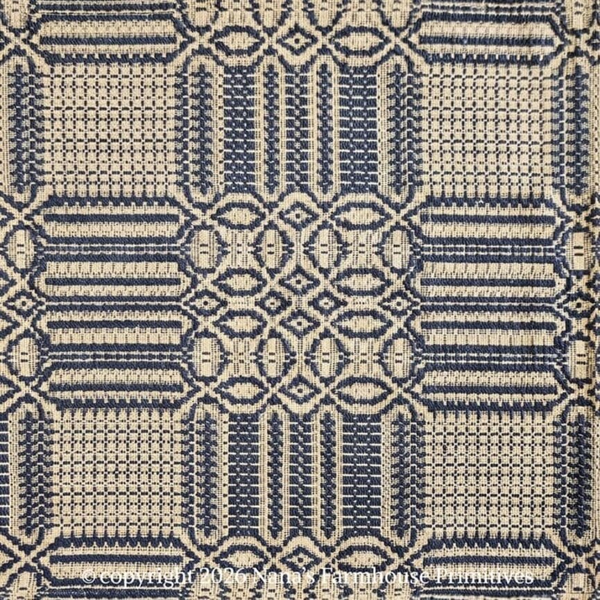 Windham Navy Tan Short Runner - 14" x 32"