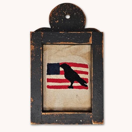 Needle Punched American Flag with Crow
