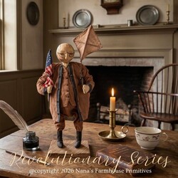 Ben Franklin Doll in Brown Suit with Kite & Flag - 19"