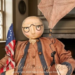 Ben Franklin Doll in Brown Suit with Kite & Flag - 19"