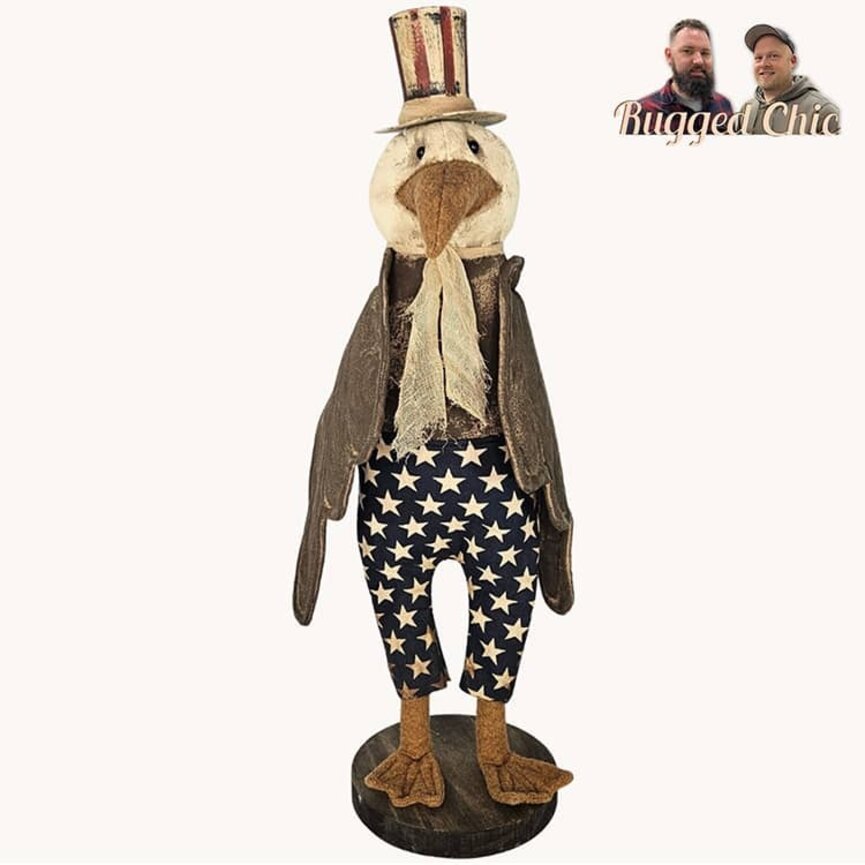 Patriotic Eagle with Vintage Blue Star Pants & Top Hat - 21" T x 6" W