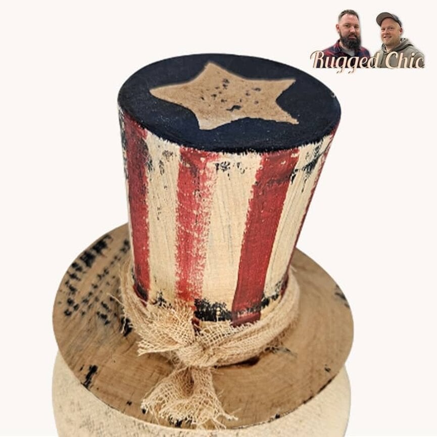 Patriotic Eagle with Vintage Blue Star Pants & Top Hat - 21" T x 6" W