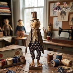 Patriotic Eagle with Vintage Blue Star Pants & Top Hat - 21" T x 6" W