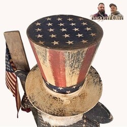 Sam The Sheep Doll in Confederate Blue Jacket Striped Red Pants Top Hat with Flag & Eagle - 31" x 8"