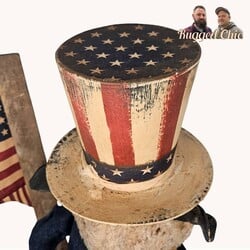 Sam The Sheep in Denim Jacket with Flag & Eagle - 31" x 8"