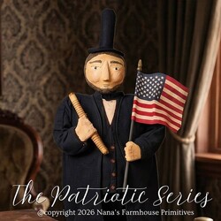 Abe Lincoln Holding Rolled Scroll & American Flag - 21"