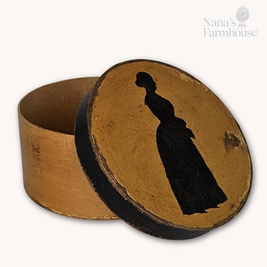 Round Box with Lid Mustard Black Silhouette - 6" x 3"