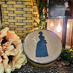 Round Box with Lid Mustard Black Silhouette - 6" x 3"