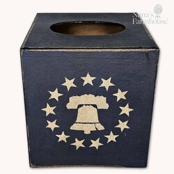 Tissue Box Liberty Bell & Stars Navy - 5.5" x 5" x 5"