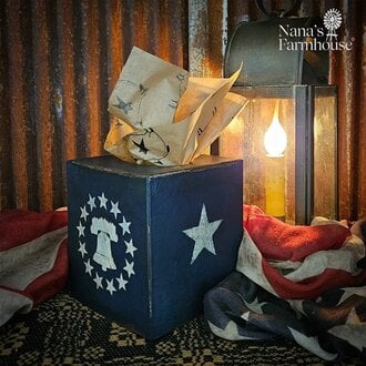 Liberty Bell & Stars Navy Tissue Box - 5.5 "