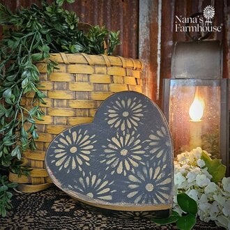 Heart Box with Mustard Floral - 7.5"