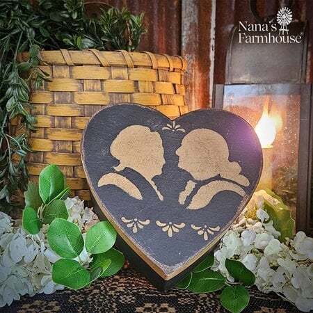 Heart Box with Black Mustard Silhouette - 7.5"