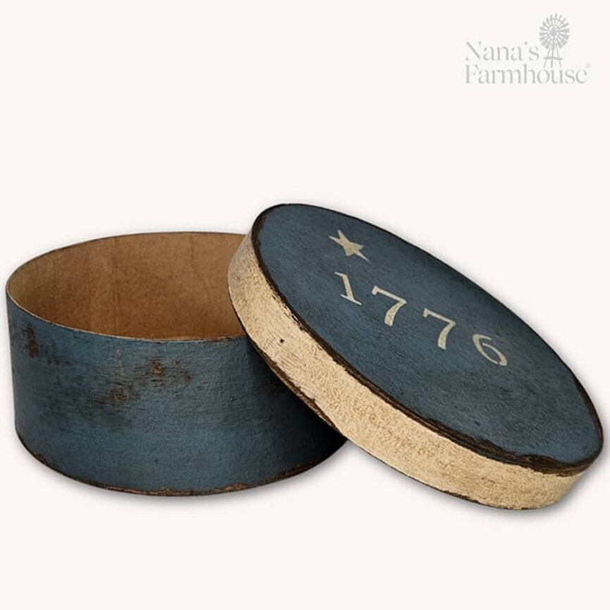 Round Box with Lid Blue 1776 One Star - 7.5" x 3"