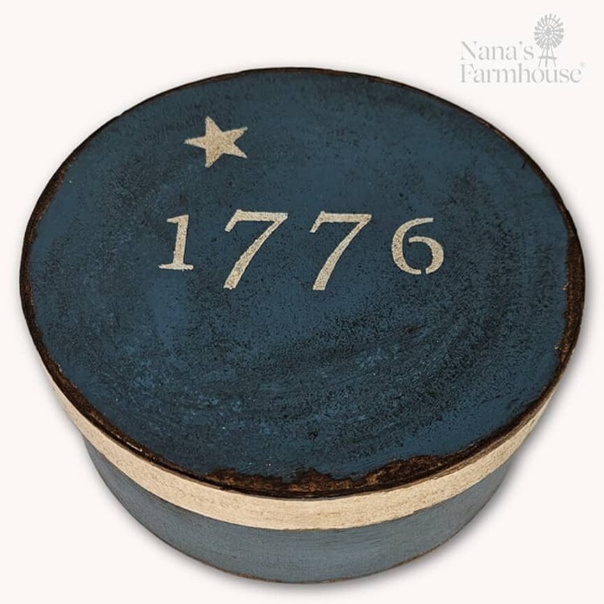 Round Box with Lid Blue 1776 One Star - 7.5" x 3"