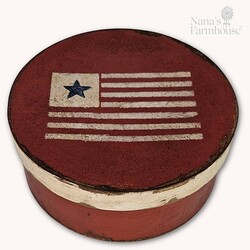 American Flag Red Round Box with Lid - 7.5" x 3"