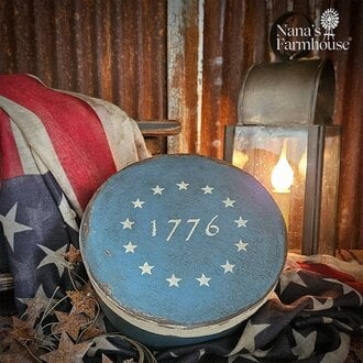1776 Stars Round Box Blue Base - 7.5"