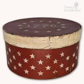 1776 Stars Red Round Box with Lid - 10"