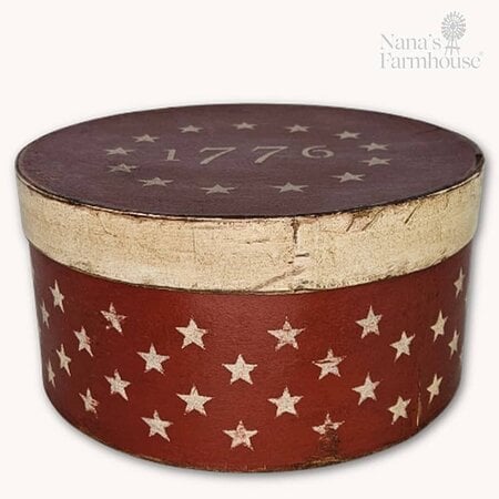 1776 Stars Red Round Box with Lid - 10"