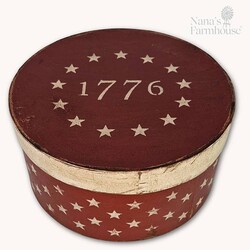 1776 Stars Red Round Box with Lid - 10" x 5"