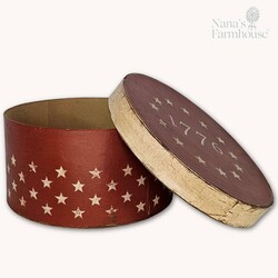 1776 Stars Red Round Box with Lid - 10" x 5"