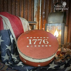Round Box with Lid 1776 Stars Red - 7.5" x 3"